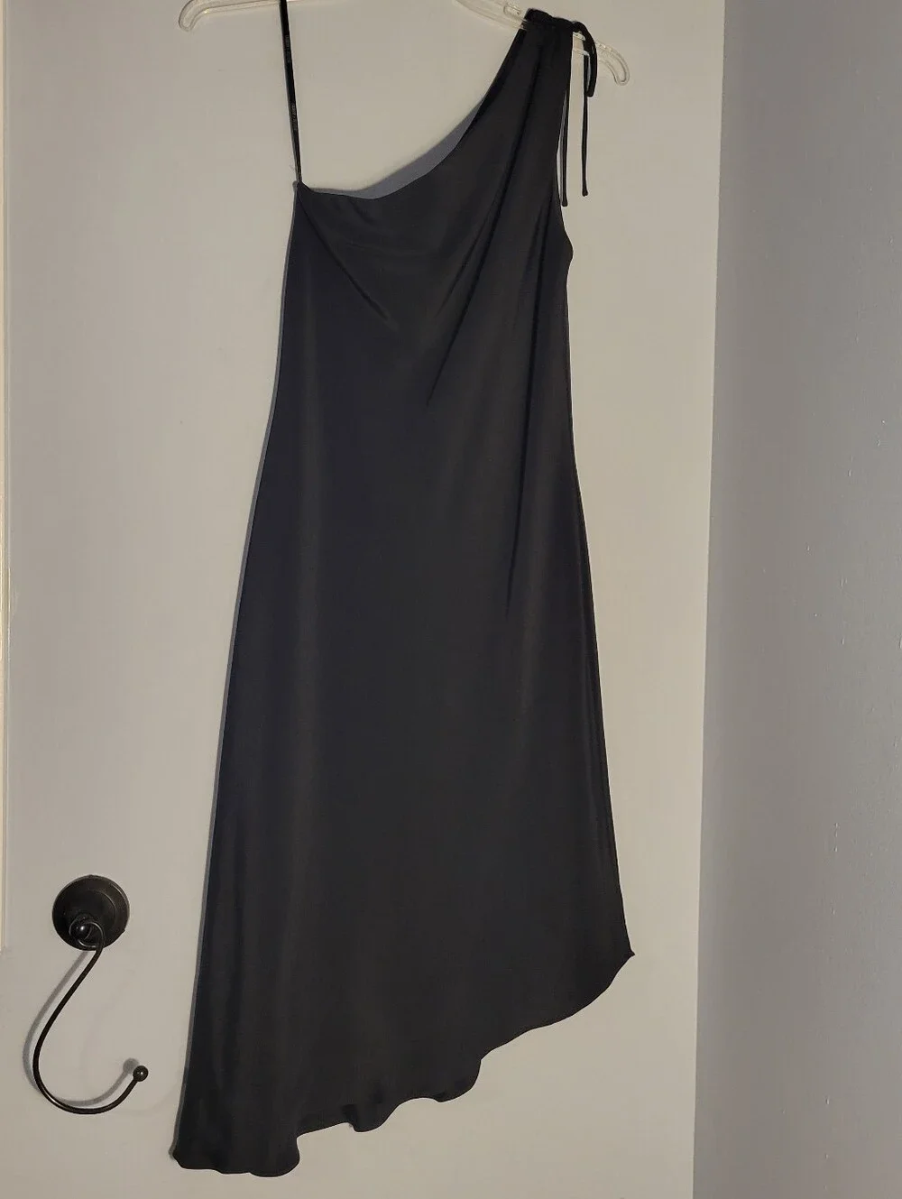Laundry By Shelli Segal Black 90s One-Shoulder Asymmetrical Dress Size 12P